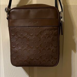 Coach Brown Embossed Signature Flight Bag